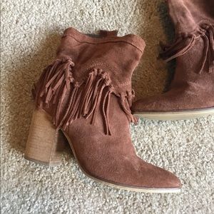 Suede Fringe Booties